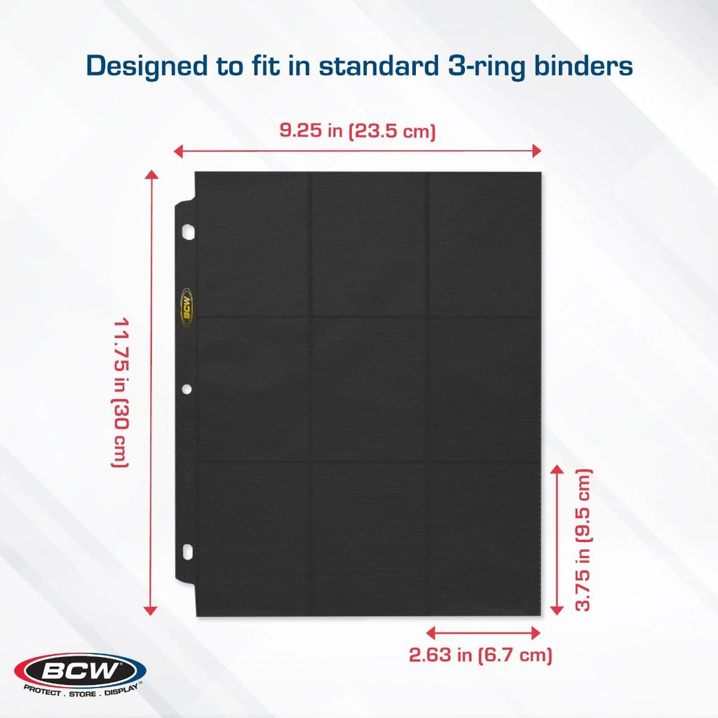 BCW Side Loading 18-Pocket Pro Pages (10 count) - Black