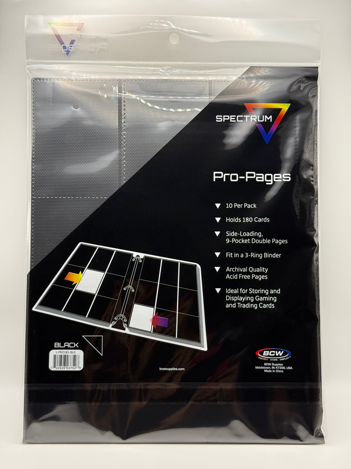 BCW Side Loading 18-Pocket Pro Pages (10 count) - Black
