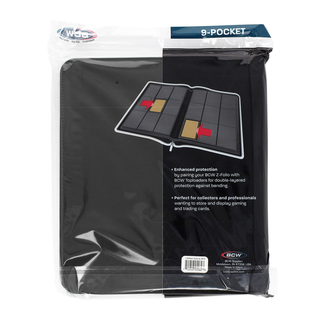 BCW Z-Folio 9-Pocket LX Album - Toploaders - Black